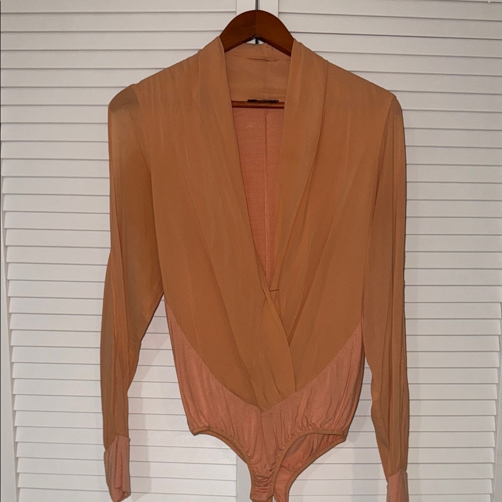 Bebe Camel Long Sleeve Bodysuit